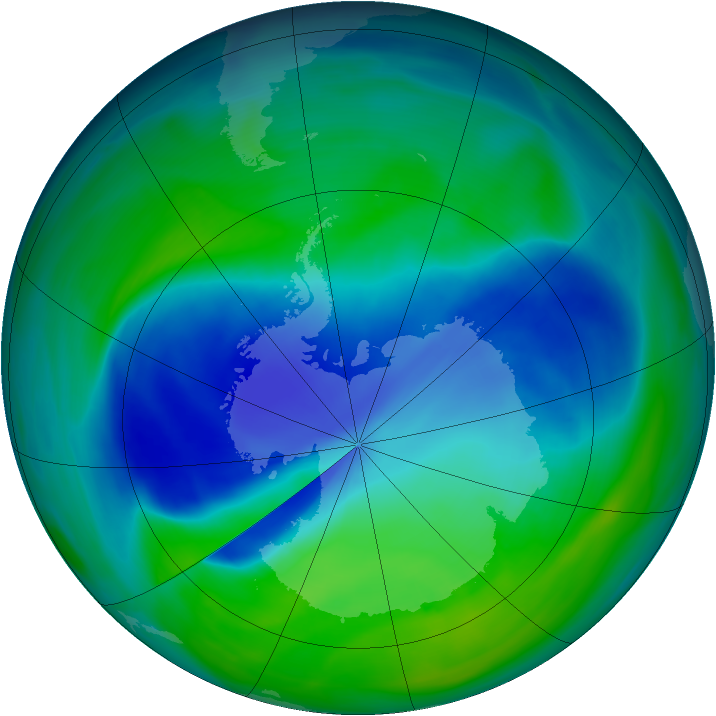 Antarctic ozone map for 03 December 2006